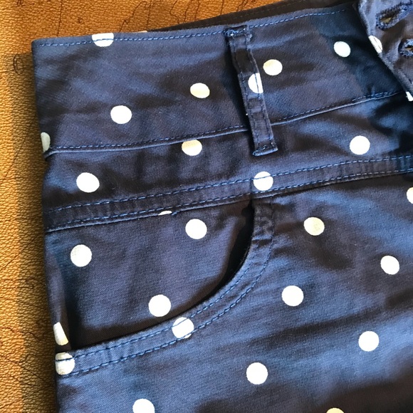 Polkadot Skirt Button Up Navy Blue - Picture 2 of 8